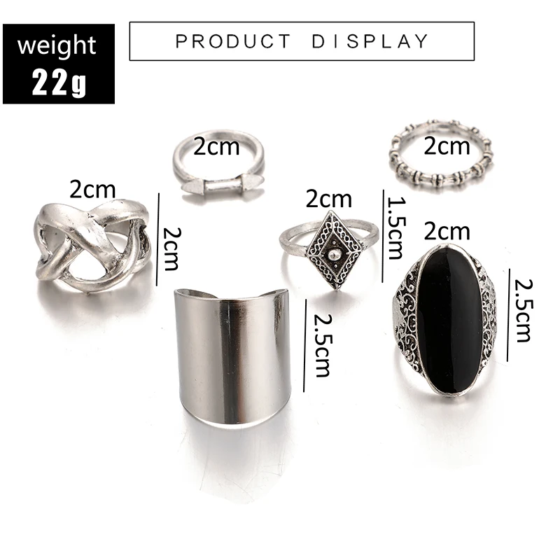 Docona Bohemia Style Siver Fashion High Quality Rings Set Classic Shape Pattern Crystal Pendant for Women Charm Jewelry 3450 | Украшения и