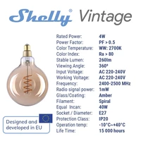 shelly vintage g125 2700k smart bulb control rgb smart light bulb dimmable e27 wifi led magic lamp ac 220240v work with