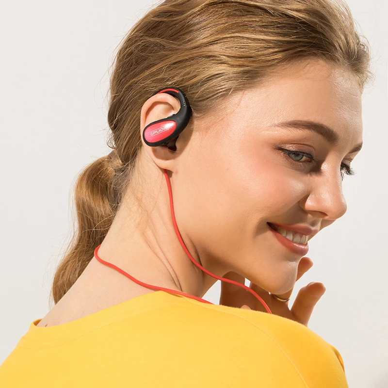 IPUDIS IPX7 водонепроницаемые спортивные Bluetooth наушники, стерео шейные беспроводные наушники, Hi-Fi гарнитура с микрофоном для Xiaomi