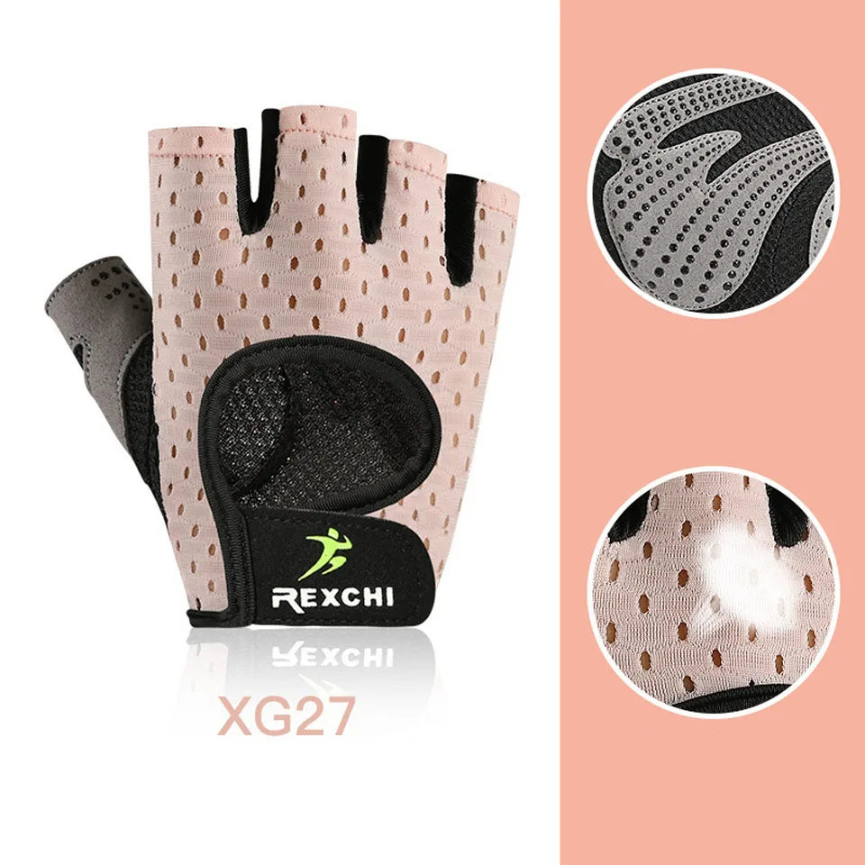 XG27 Pink Спортивная Тяжелая атлетика для занятий йогой для мужчин/wo мужские фитнес-перчатки бодибилдинг, тренировка, дышащие Нескользящие перчатки с половинным пальцем - Цвет: XG27 Pink