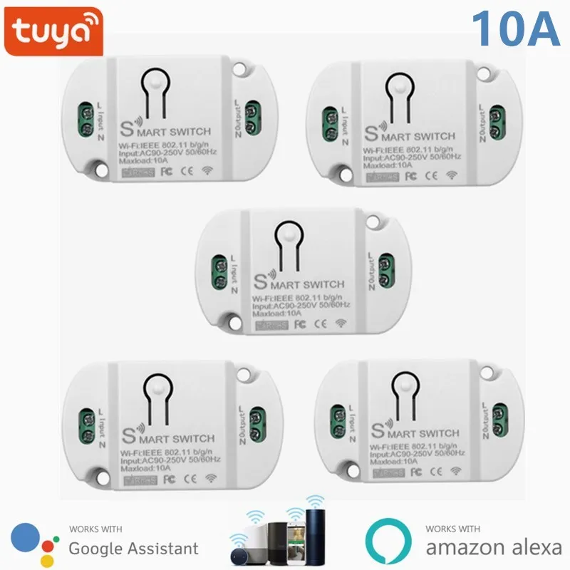 

10A WiFi Smart Light Switch Universal Breaker Timer Wireless Remote Control Works With Alexa Google Home Smart Home