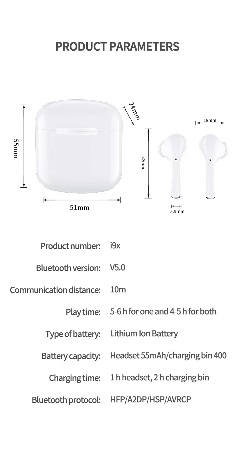 I9x bluetooth гарнитура беспроводная гарнитура bluetooth наушники-вкладыши TWS(два наушника) Бег наушники-вкладыши гарнитура