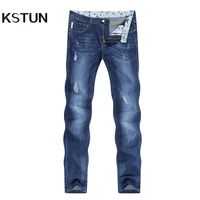 kstun jeans men slim fit blue summer thin ripped jeans men streetwear hip hop denim pants mens clothes wholesale dropshipping