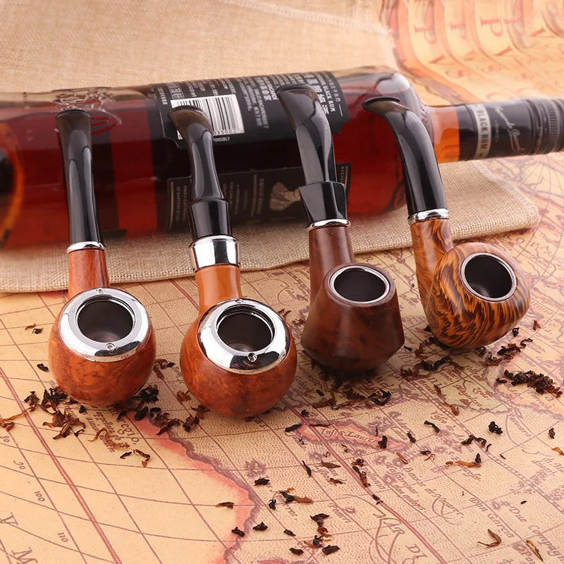 

1PC Classic Heat Resistant Pipe Filter Smoking Pipe Herb Tobacco Pipes Narguile Portable Wood Grain Resin Cigarette Pipe