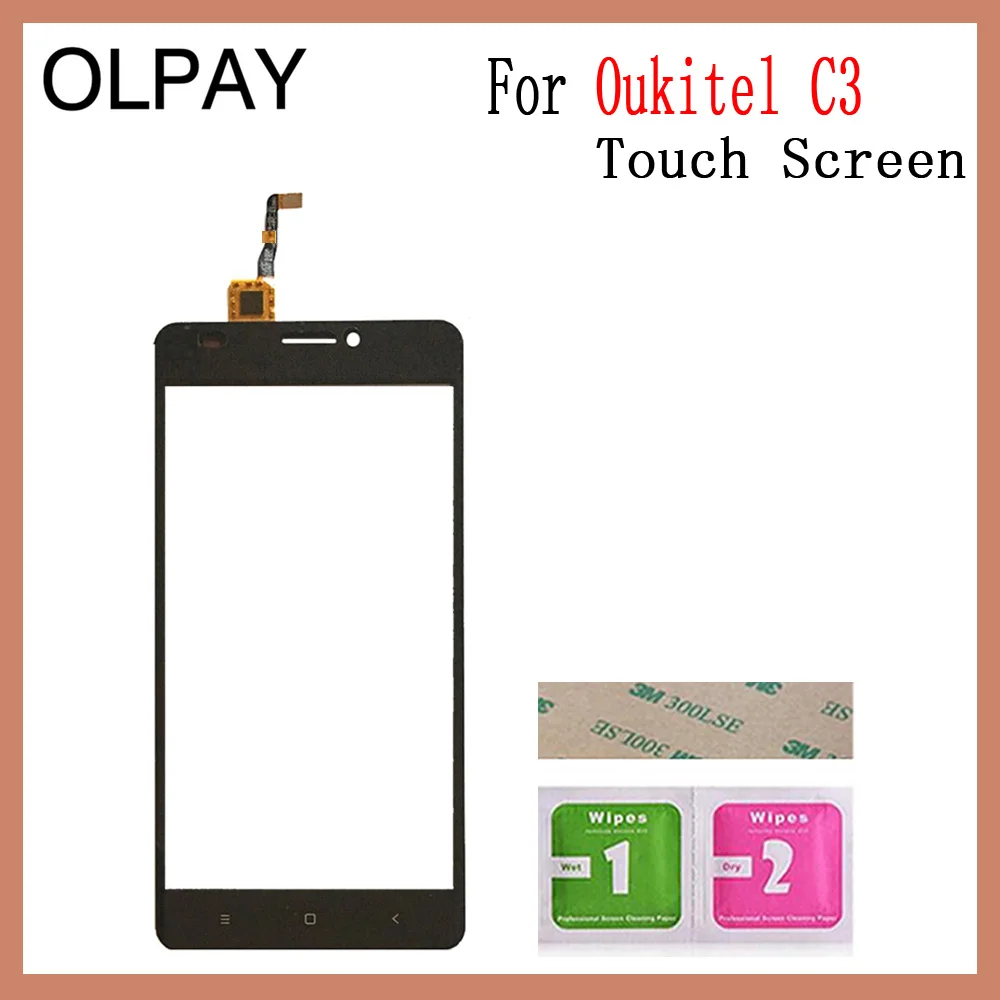 Oukitel C3 Black Сенсорная панель мобильного телефона для Oukitel C3 C4 C5 C8 C9 C11 Pro Сенсорный экран дигитайзер сенсор внешняя стеклянная панель объектива - Цвет: Oukitel C3 Black