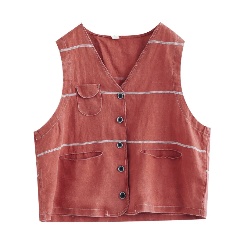 

Masss Wasss Korean New Style Spring Clothing Ladies Vintage Printed Sleeveless Coats Womens Casual Striped Waistcoats Plus Size