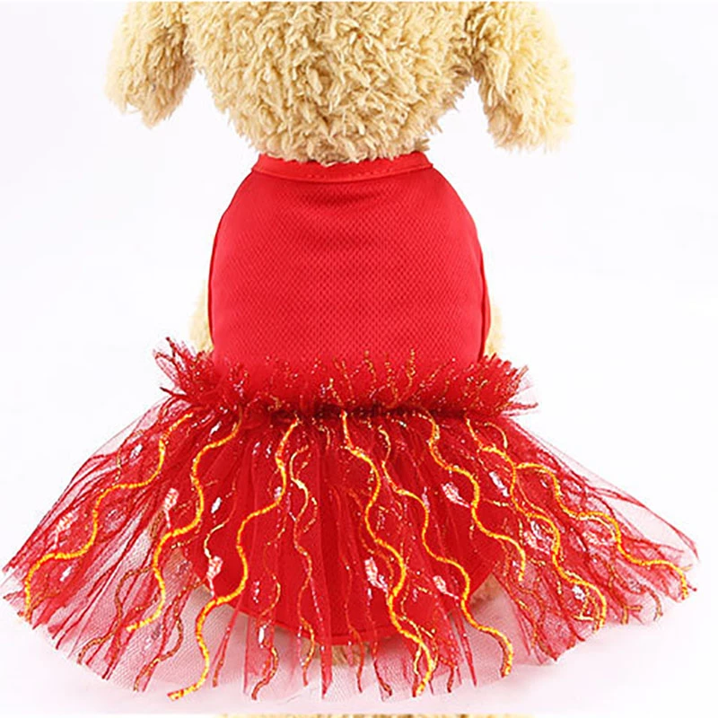 Летнее платье для маленьких собак чихуахуа с бронзовыми линиями щенков