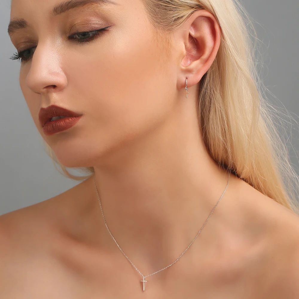 SUPERWEAR Малый крест ожерелье 925 пробы Серебряный корейский слоистый кулон s для