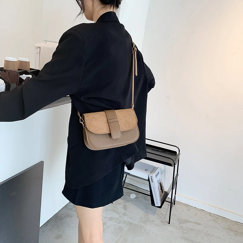 Высокое качество PU кожаные сумки на плечо для женщин 2020 модная контрастная сумка