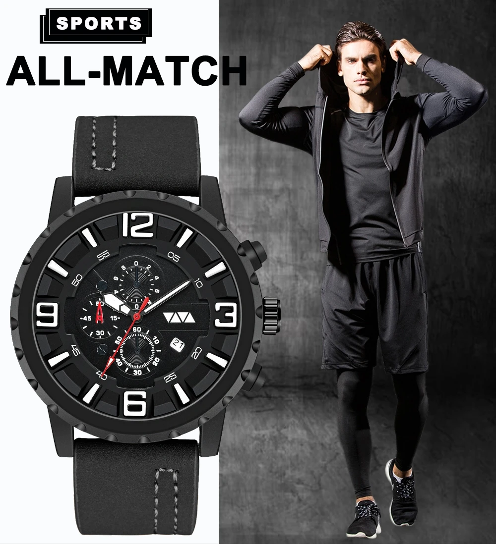 Fashion Casual Mens Watches Waterproof Top Brand Luxury Calendar Clock Male Watch men Leather Sport Military Wristwatch Dropship