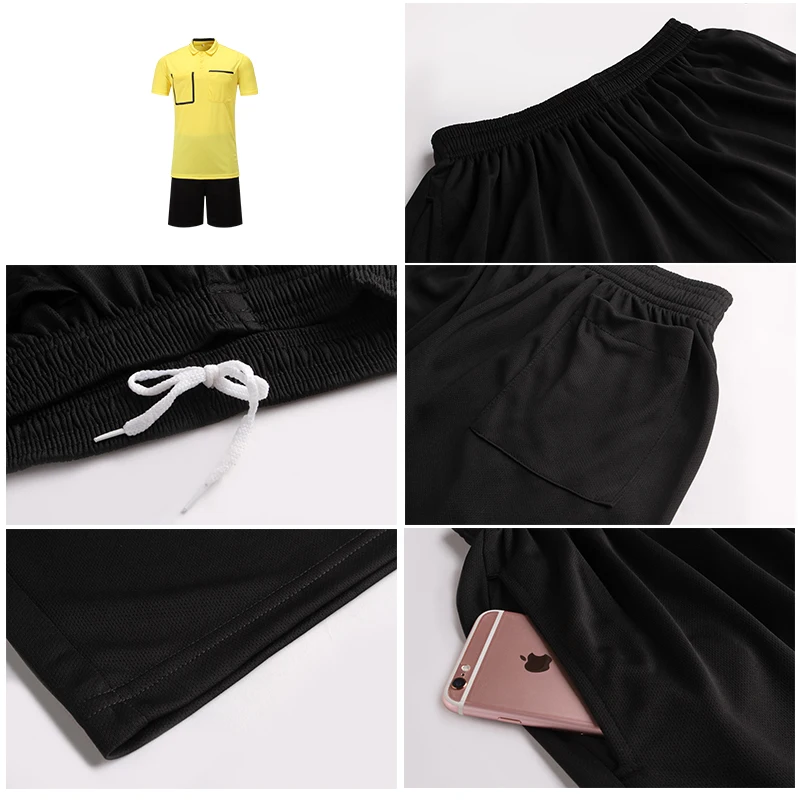 new style Soccer Referee uniform professional soccer referee shirts Football referee Jersey black yellow green
