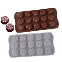 15 cavity silicone mold chocolate candy cookies diy mould brown flower shape cake tools kitchen baking tool molds for baking