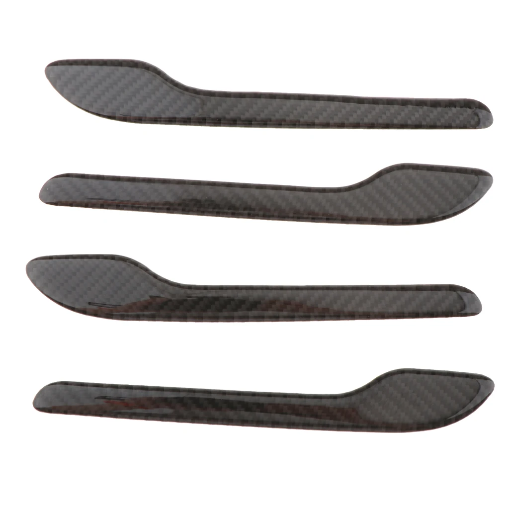 

4Pack Carbon Fiber Auto Car Body Door Handle Sticker Decal For Tesla Black