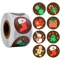 500pcsroll merry christmas kraft sticker card box package santa label sealing stickers festival decor party supplies 2 53 8cm
