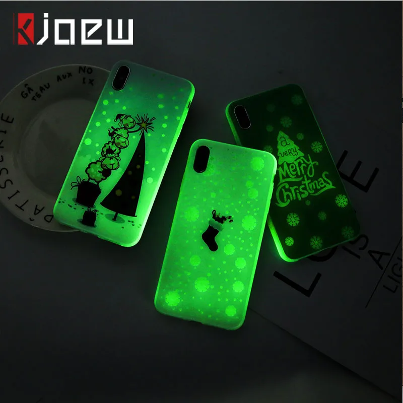 KJOEW мультфильм Рождество светящийся чехол для телефона iPhone 11 Pro Max XR X Xs 7 8 6 6S Plus