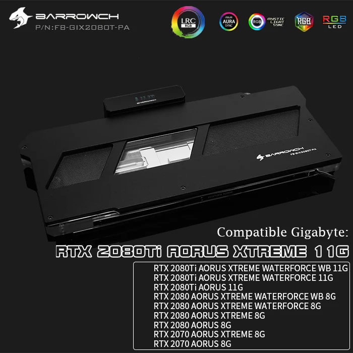 Курган gpu водоблок для Gigabyte RTX2080TI AORUS XTREME 11G/RTX 2080/2070 AORUS XTREME 8G/, кулер GPU, FB-GIX2080T-PA - Цвет лезвия: Black Horizontal