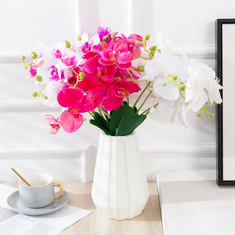 

New 1pc 15 Flower Phalaenopsis Home Hotel Living Room Dining Room Decoration DIY Wedding Photography Decoration Office Decor