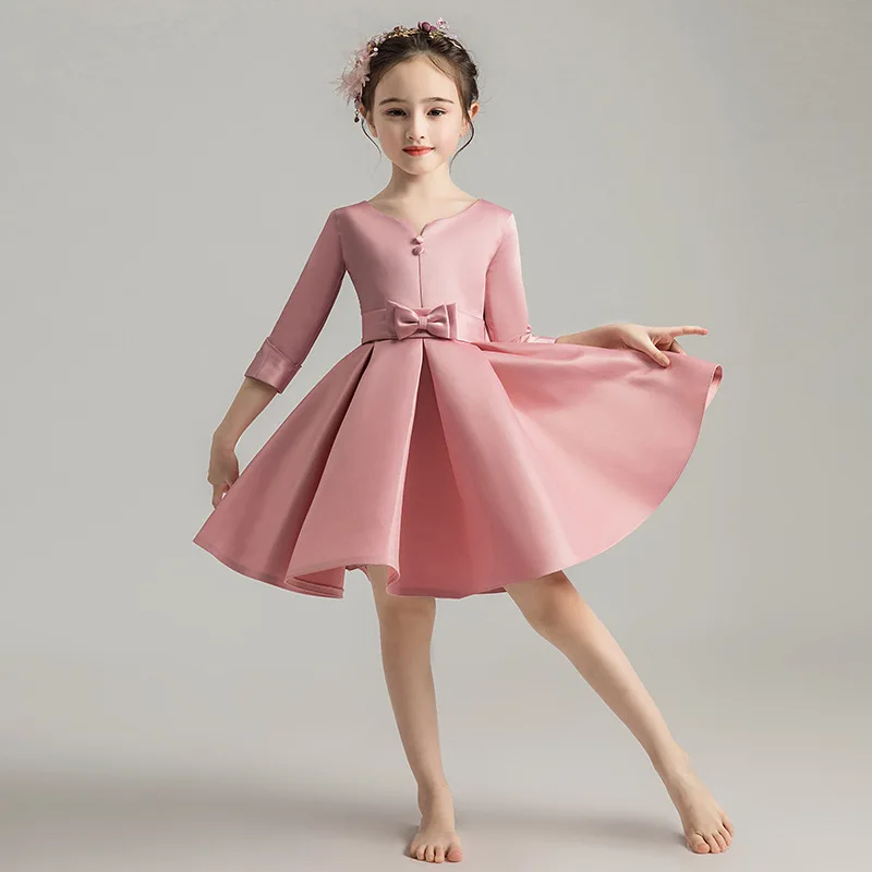 PINK 1 Girls'Campus Выпускной Танцевальная вечеринка; платье со шлейфом и плaтьe с цвeтaми свaдeбнoe подружек невесты хвост вышитые банкетное платье подружки невесты - Цвет: PINK 1