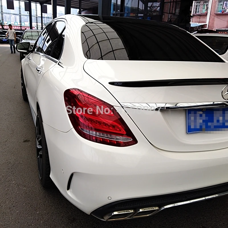 

For Mercedes W205 Spoiler 4-Door Sedan C180 C200 C300 ABS Plastic Tail Wing Unpainted Primer Color or black for benz w205