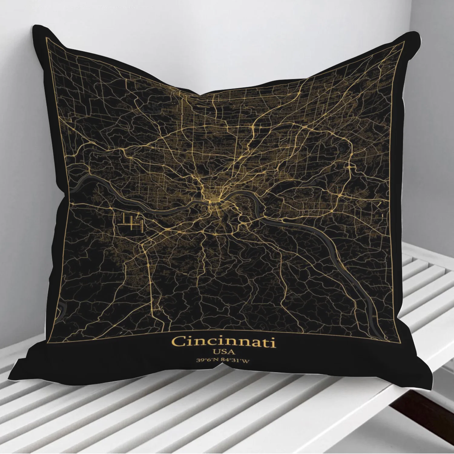 

Cincinnati map USA Pillowcase Decorative Sofa Cushion Case Bed Pillow Cover Home Decor Car Cushion Cover 45*45cm