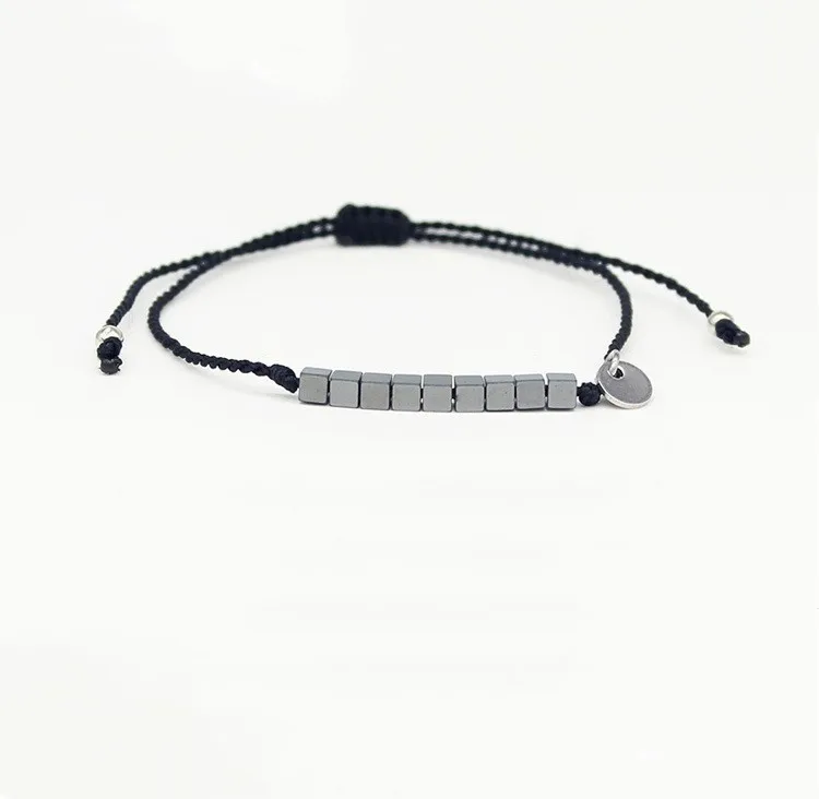 Цветной браслет с маленькими кубиками из гематита для женщин и мужчин цепочка на