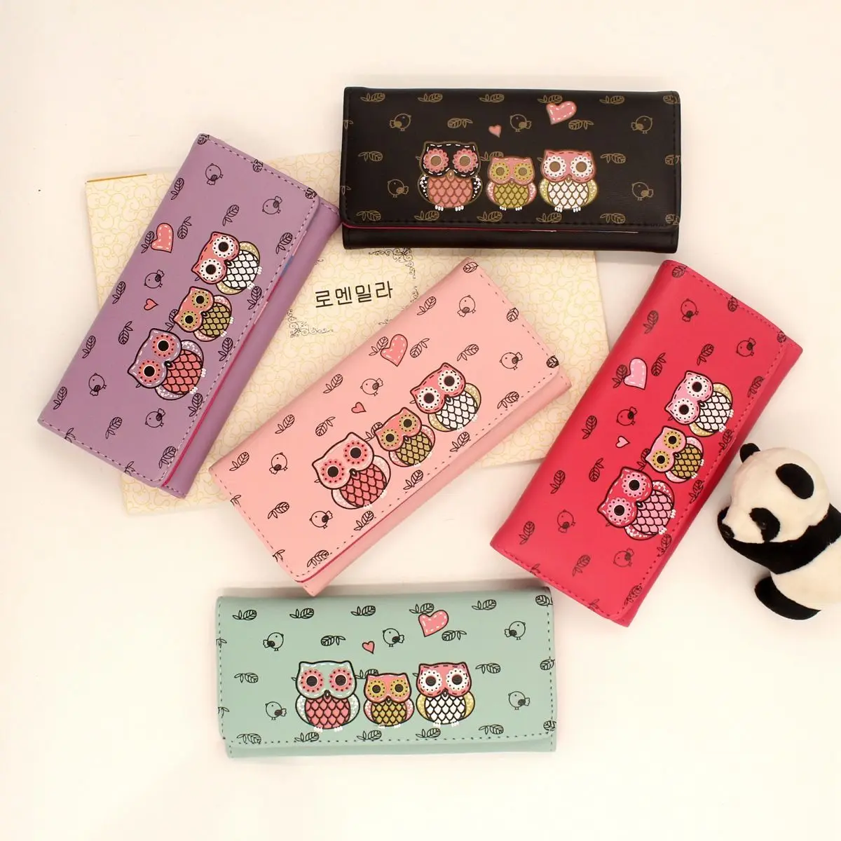 

Cartoon Ladies Wallet Long Handbag Cute Graffiti Petty Purse Card Case Lipstick Spare Outing Light Carrying Bag