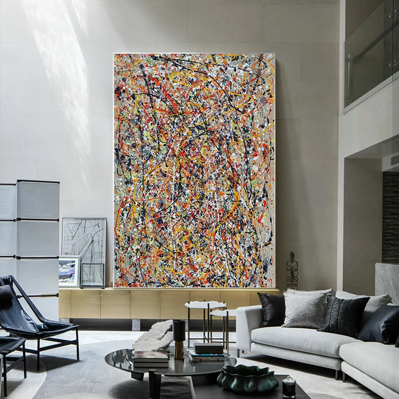 

Jackson Pollock famous painting abstract splash ink line decorative painting living room background wall hanging painting