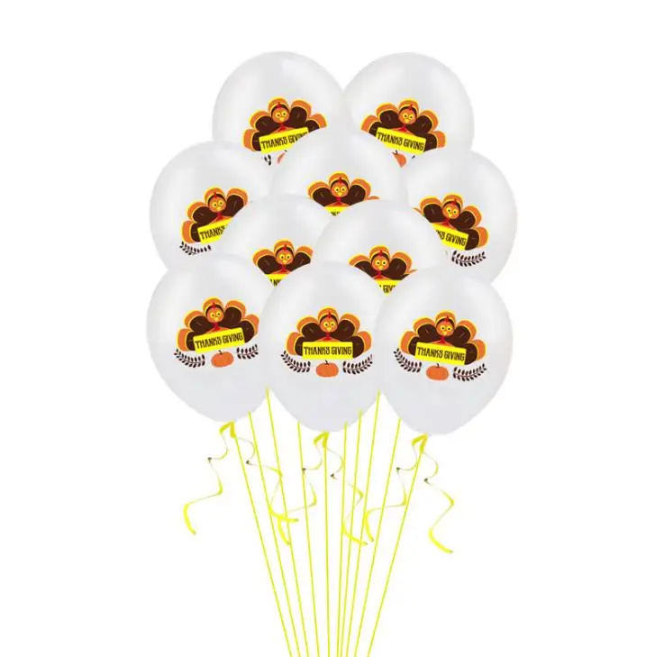 10 Pcs/set Cute Happy Turkey Latex Balloons Thanks Giving Day Decoration Gold White Thanksgiving Party Gifts | Дом и сад