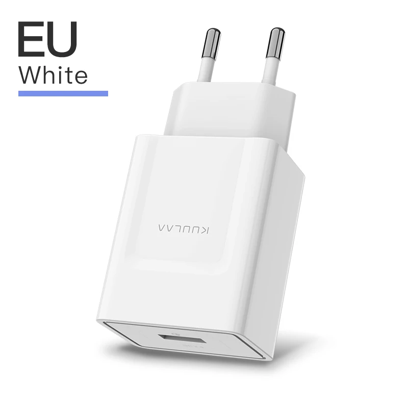 KUULAA 18W Быстрая зарядка3.0 Мобильный телефон USB зарядное устройство ЕС Plug Wall Charger QC 3.0 Адаптер Быстрого зарядного устройства для Xiaomi Huawei Samsung - Тип штекера: White EU