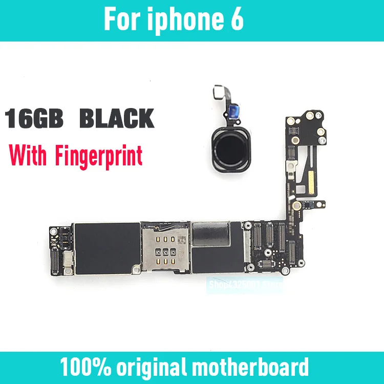 16GB(Black) Оригинальная разблокированная материнская плата для iphone 6 с сенсорным ID/без Touch ID, для iphone 6 логические платы, 16 ГБ/64 Гб/128 ГБ - Цвет: 16GB(Black)