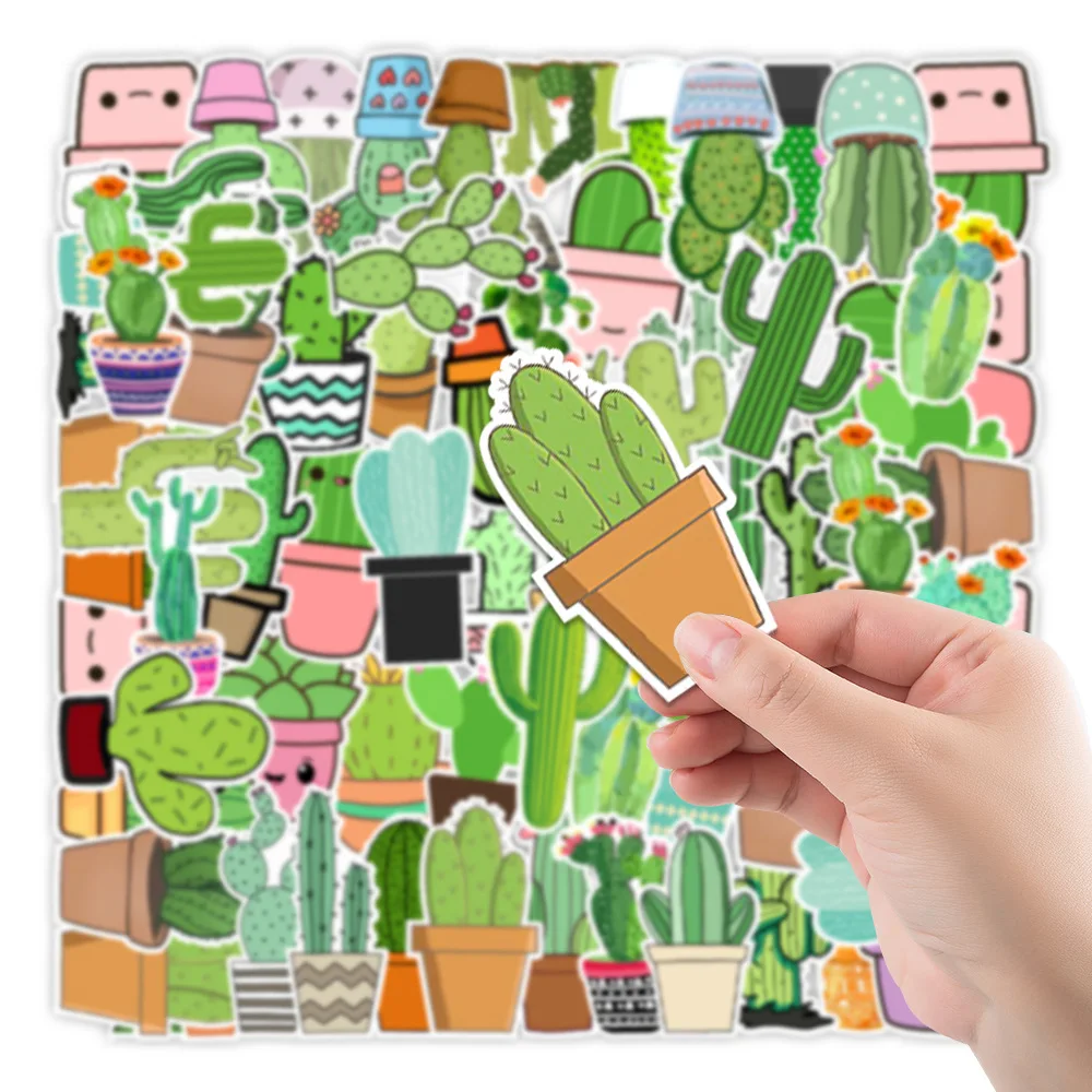 103050pcs cute cartoon green plant cactus graffiti stickers laptop guitar luggage fridge phone office sticker decal kid toy free global shipping
