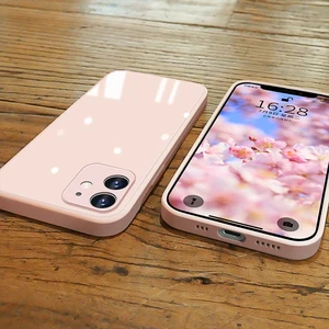 case for iphone 12 case straight edge silicone glass funda coque cover for iphone 11 12 pro max x xs max xr 7 8 plus case cover free global shipping