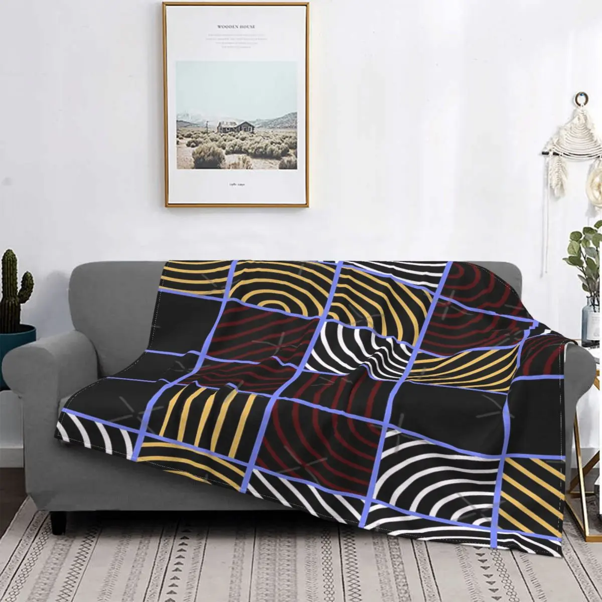 

Ropa de cama con estampado de olas sin costuras, manta geométrica, colcha, cama a cuadros, muselina, Picnic, manta a cuadros con