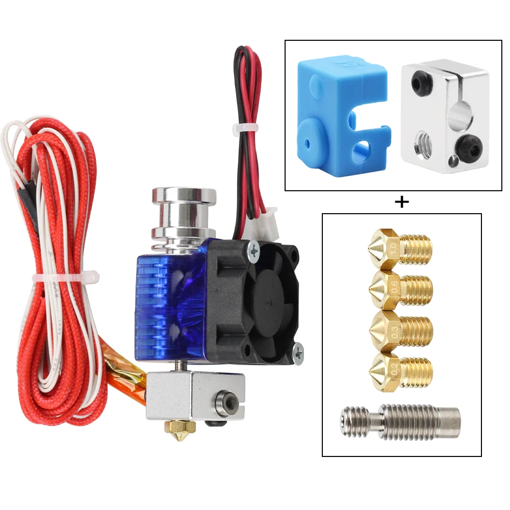 3d принтер J-head Hotend с одним охлаждающим вентилятором для 1,75 мм/3,0 мм 3D v6 Боуден нити Уэйд экструдер 0,4 мм сопло - Цвет: Short Distance
