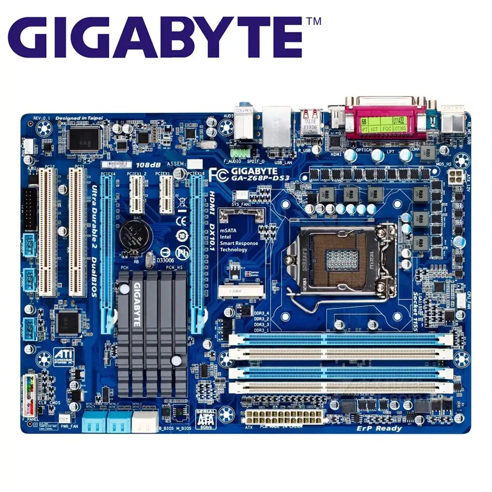 LGA 1155 DDR3 для Intel Z68 Gigabyte GA Z68P DS3 оригинальная материнская плата 32G десктопная SATA III II