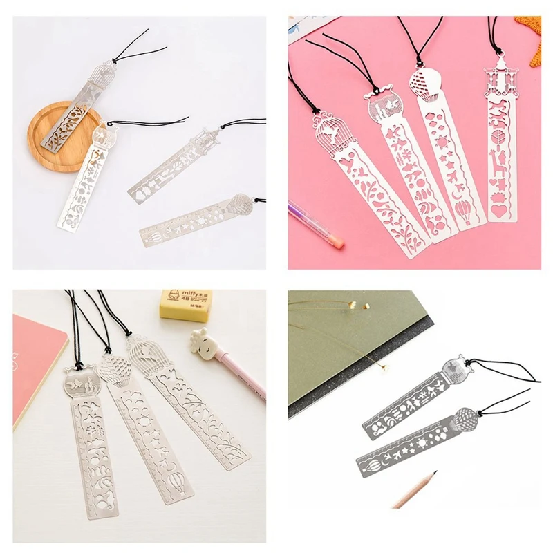 Железная Закладка линейка набор из 4 пустотелых милых трафаретов для рисования