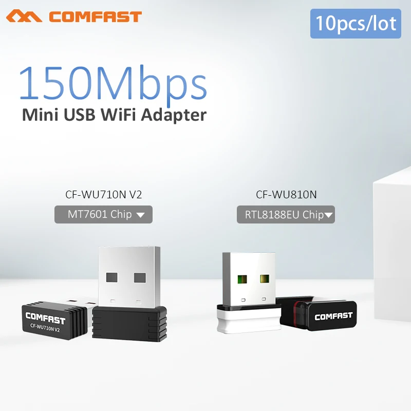 10 шт. 150 Мбит/с WiFi беспроводной LAN адаптер 802 11 n/g/b м Мини USB Сетевая карта MT7601 RT для