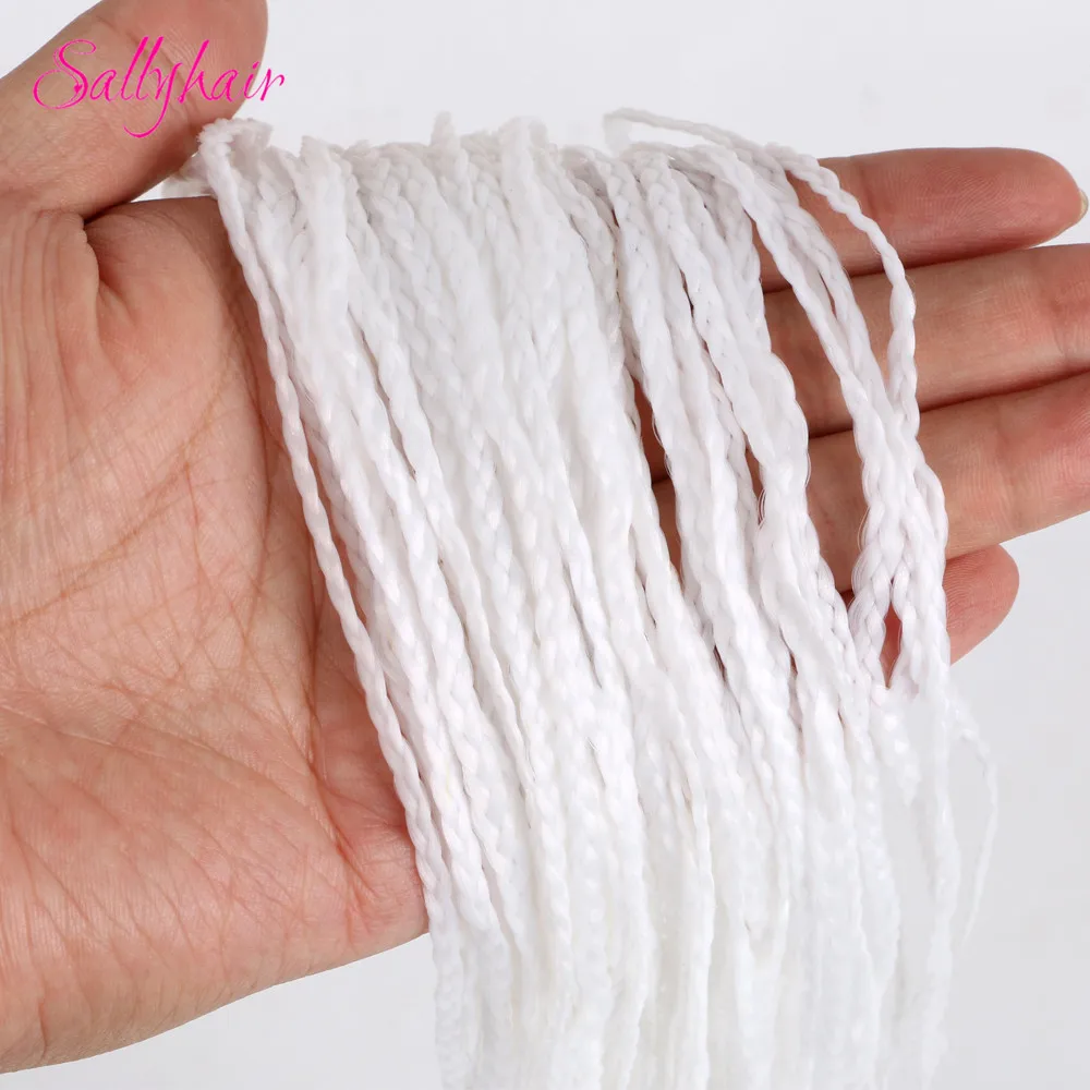 Sallyhair, Zizi, косички, вязанные крючком, коробка, косички, цветные синтетические волосы для наращивания, жук, серый блонд, вязанные волосы, 48 прядей/упаковка - Цвет: White