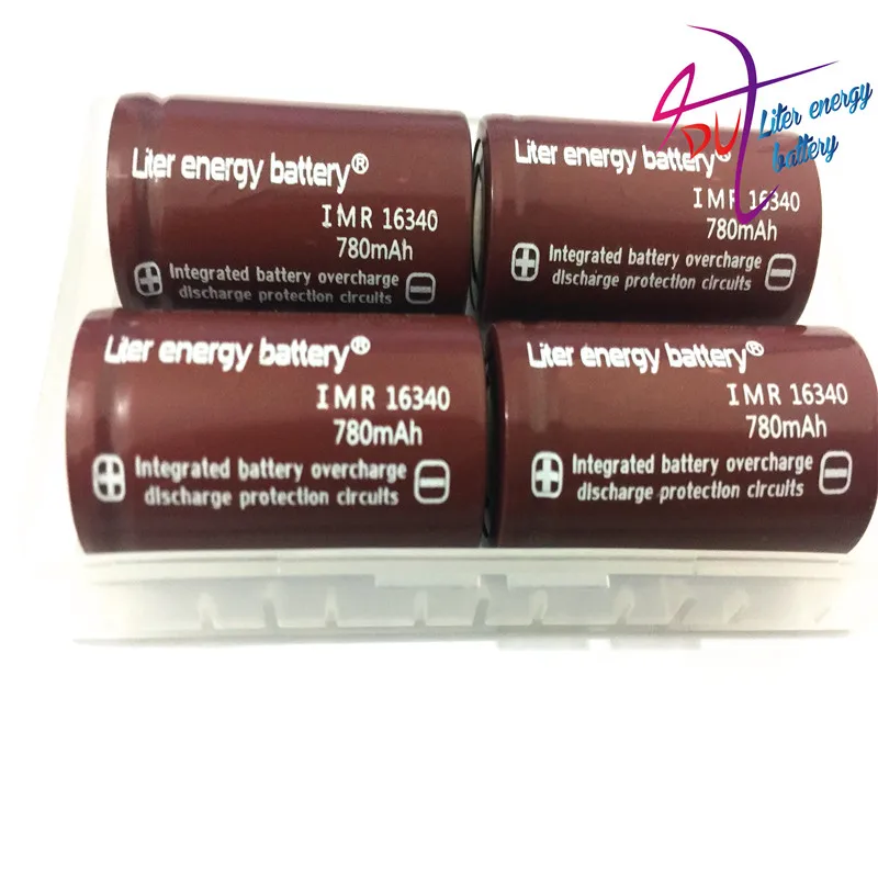 Литровая батарея 4 шт Li Ion RCR 123 3 7 V 16340 780mAh перезаряжаемая литиевая с чехлом батареи
