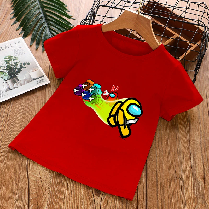

Summer clothes children's clothes t-shirts between us game themed t-shirts fun clothes toddler boys girls t-shirts loose fit