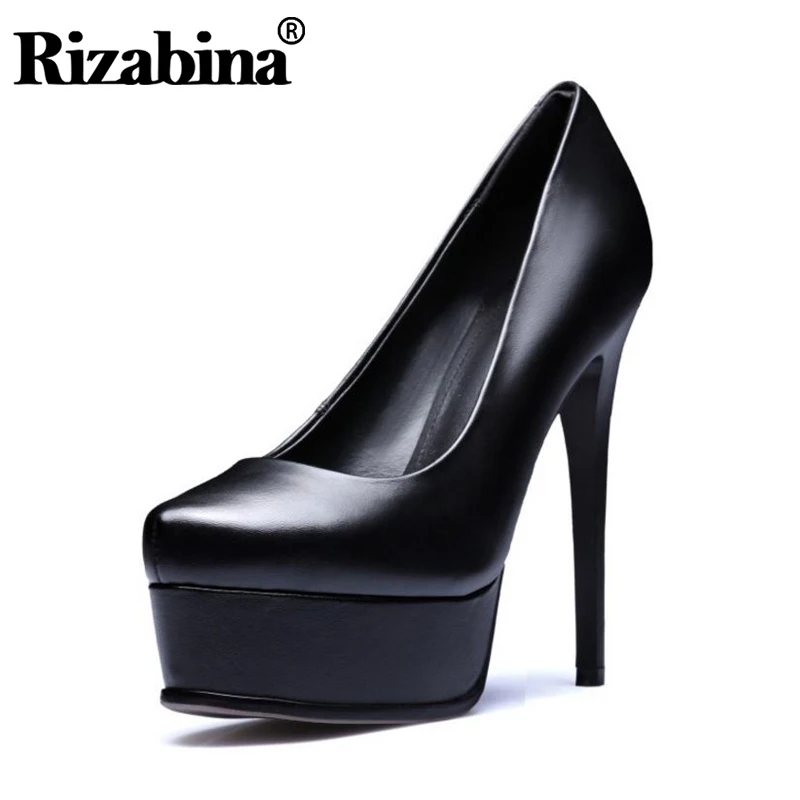 RIZABINA/женские туфли лодочки пикантные вечерние из натуральной кожи на высоком