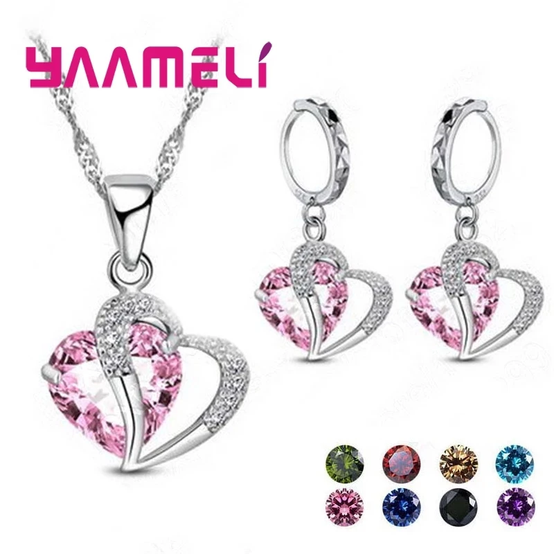 Комплект из колье и серёг серебра 925 пробы с фианитом|Ювелирные наборы| |