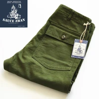 saucezhan og107 utility fatigue pants military pants vintage classic olive sateen straight men pants pants capris baker pants