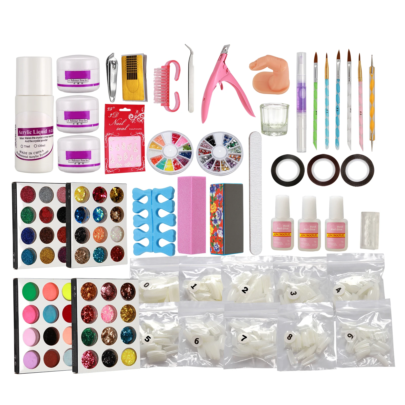 Anmas rucci 28в1 акриловая жидкая кисть для дизайна ногтей клей порошок буферный Пинцет