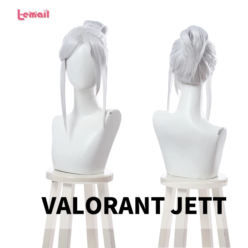 

Парик VALORANT JETT Cos, серебристо-белый конский хвост, короткие волосы, косплей, искусственные волосы
