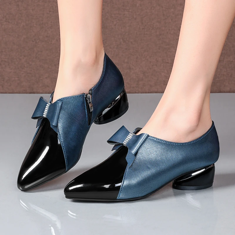 

Rimocy Mix Color Bowtie Round Heels Ankle Boots Women Sexy Pointed Toe Banquet Party Shoes Woman Slip-on Med Heels Short Boots
