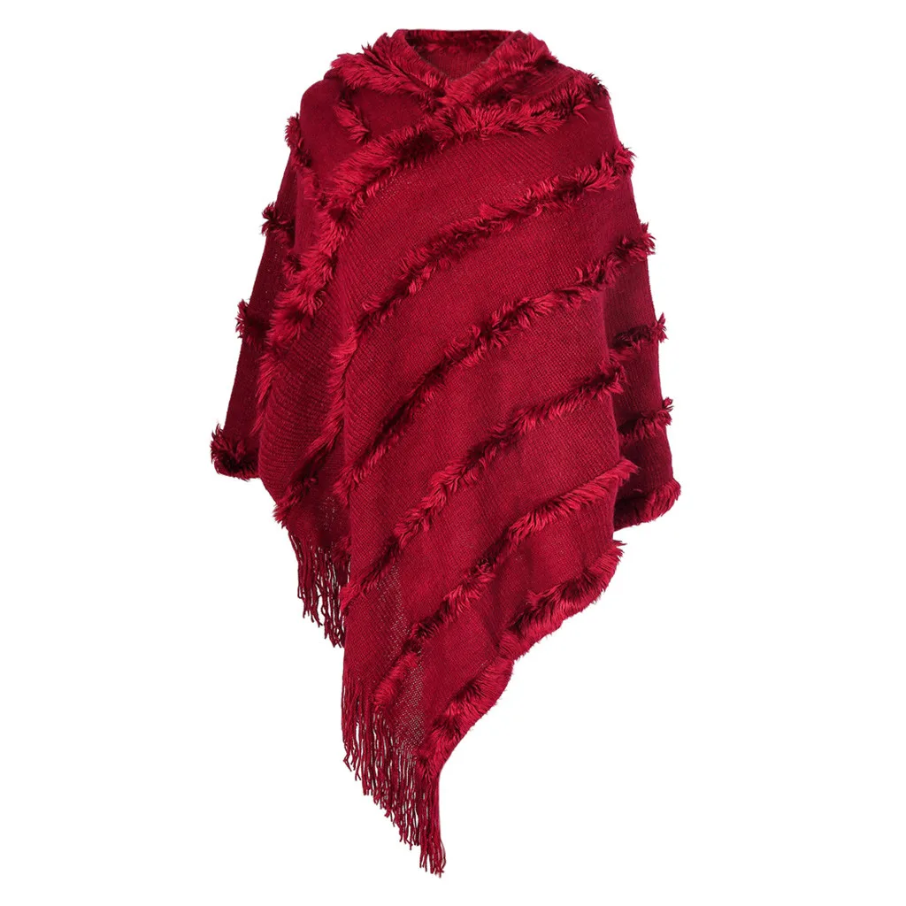Шарф женский зимний Полосатый кисточкой шаль и обертывания толстое теплое одеяло шарф оверсайз пончо с капюшоном накидки Echarpe# YJG