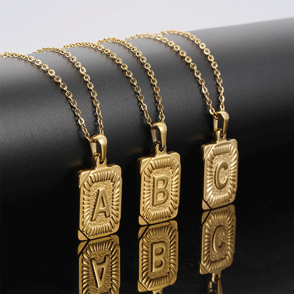 

Цепочка с подвесками A-Z для женщин и мужчин, ожерелье с изящной надписью 26 инициалов, цвет золото золотистый, квадратный алфавит, ювелирные и...