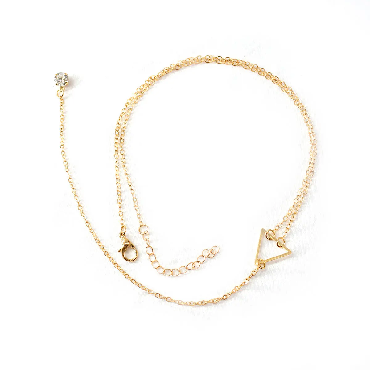 Новое модное длинное ожерелье цепочка с кулоном кристаллами золотистый