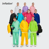 inflation oversized hooded tracksuit men streetwear thin multiple color blank hoodie set unisex sweatpant set sportswear